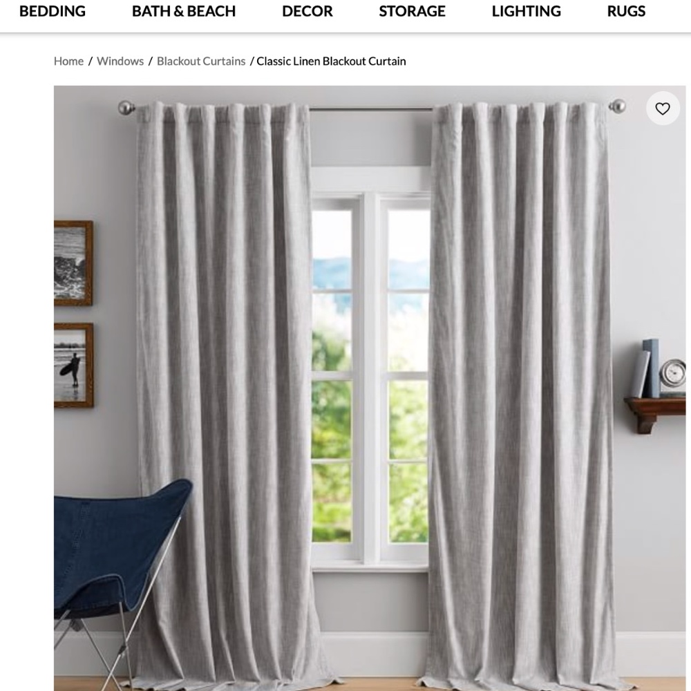 Gray Pottery Barn Classic Linen Black Out Curtains